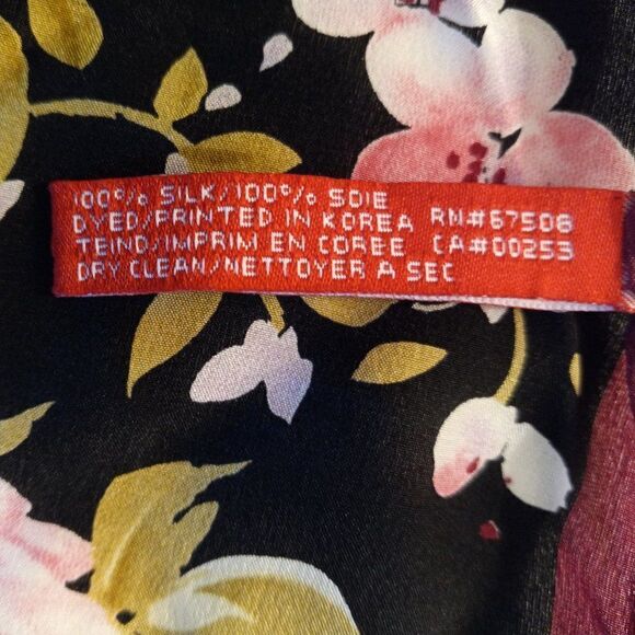 Vintage Anne Klein Silk Bright Floral Scarf - Picture 4 of 9